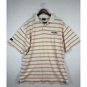 FUBU‎ The Collection 105 Orange White Stripes Golf Polo Shirt Mens XL